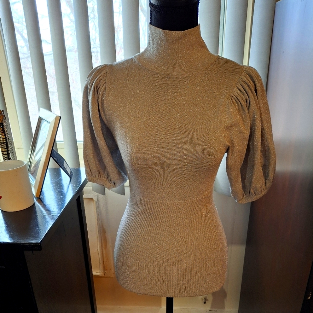 Stylish Gold Puff Sleeve Blouse